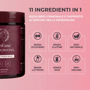 11 ingredienti in 1 — senza zucchero, senza glutine, 100% naturale, senza lattosio, senza OGM, 100% vegano